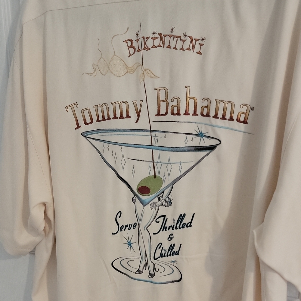 Tommy Bahama Cream Martini Graphic Shirt Sz L